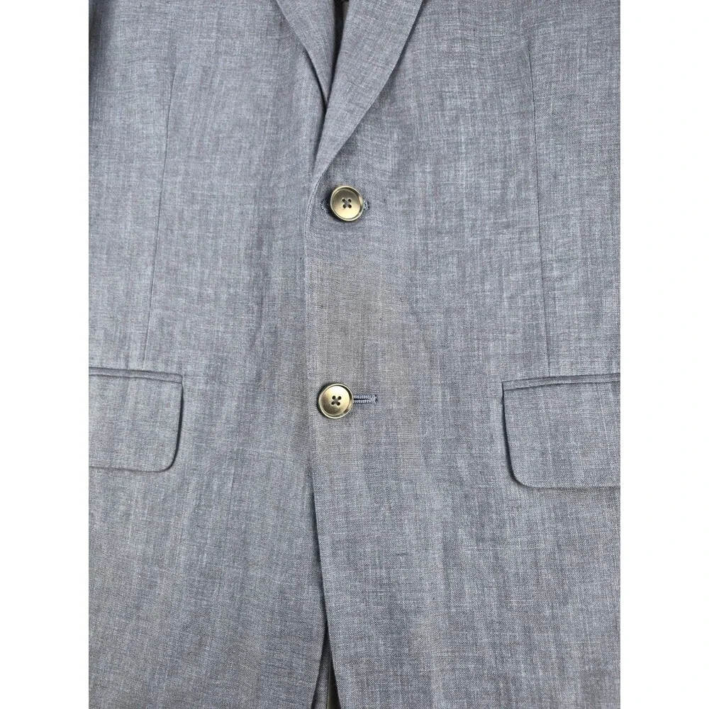 Haspel Sport Coat Men Sz 38 Short  100% Linen Navy Blue Semi Lined Jacket Summer